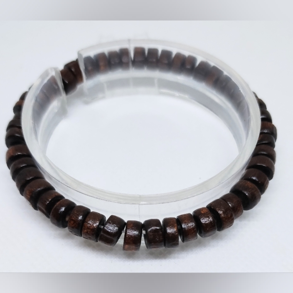 Men's Bracelet Beaded Beads Brown New f67